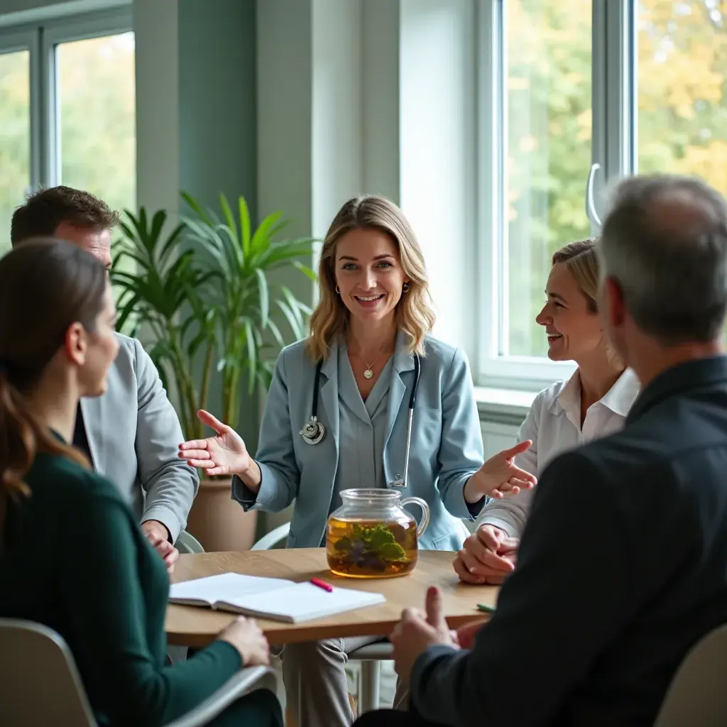 Szívizom erősítő gyógynövények tálcán, kész italhoz